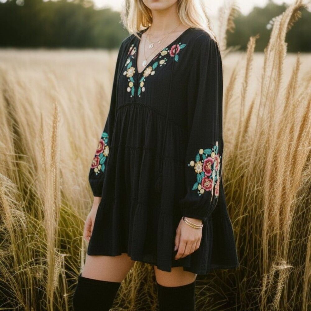 Free People Boho Prairie Coastal Cowgirl I've Got A Spell On You Tunic Dress - Picture 2 of 8